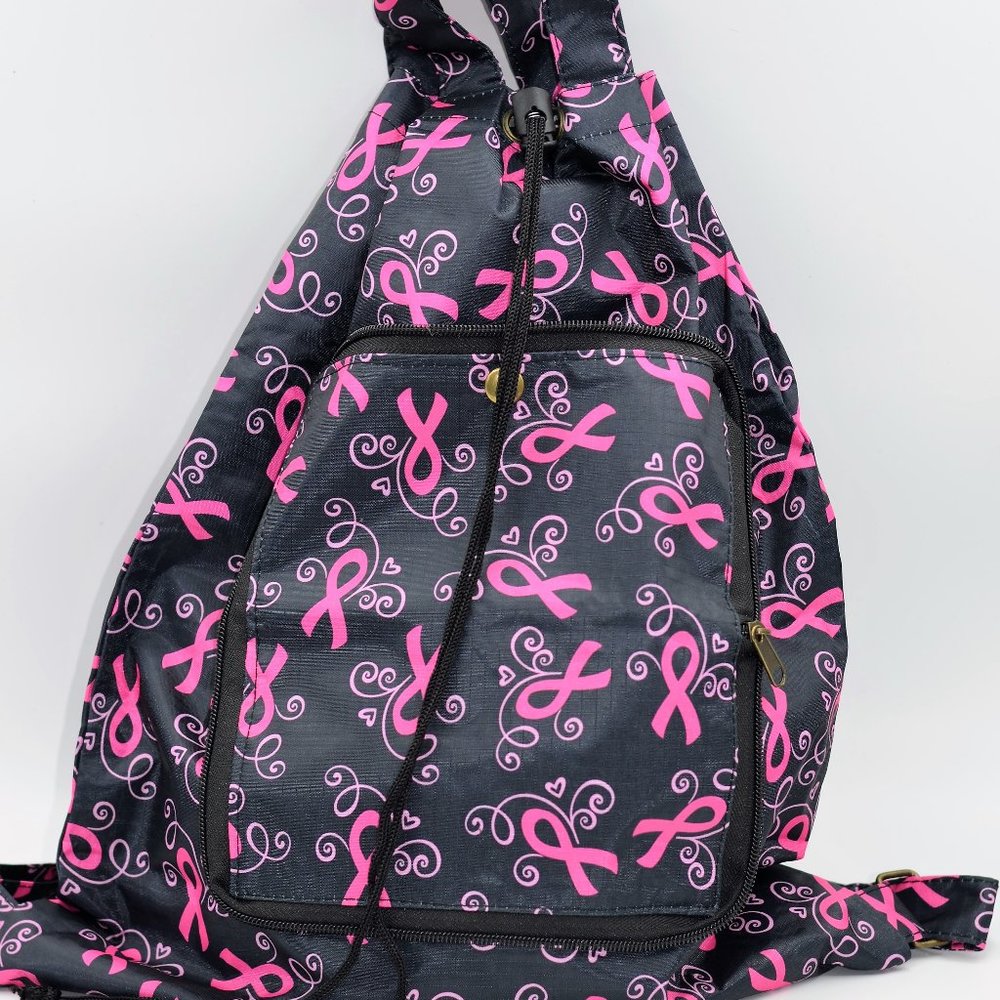 Pink Ribbon & Hearts Backpack Tote
